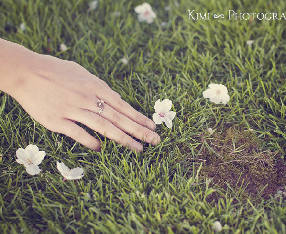 Senior Portrait with Cherry Blossom in Portland Oregon